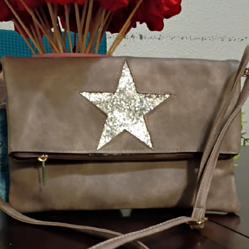 Brown Star-Embellished Women's Bag